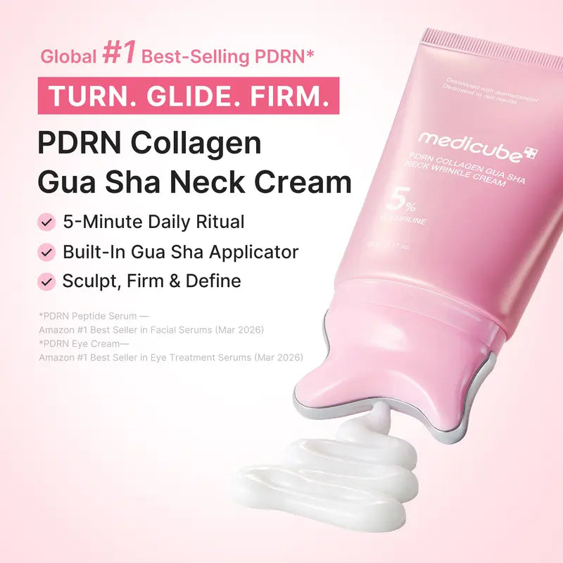PDRN Collagen Gua Sha Neck Wrinkle Cream | Built-In Gua Sha Massager with Volufiline 5% + PDRN